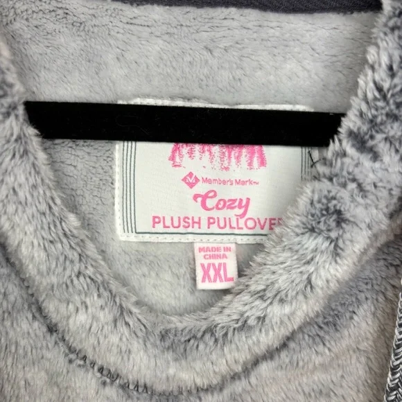 Members Mark Grey Plush Pullover Hooded Sweatshirt Size XXL - Picture 4 of 7